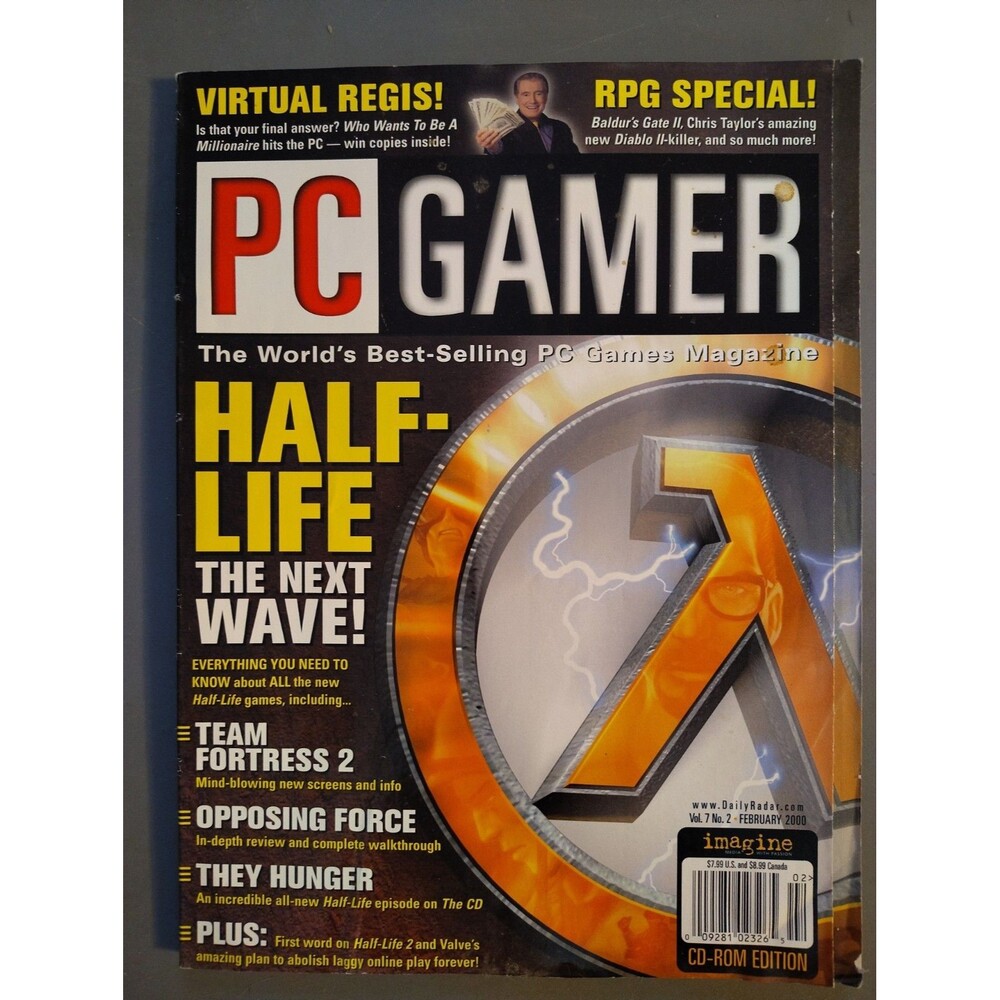 PC Gamer Magazine February 2000 Half Life Team Fortress 2 Clean Cover NO LABEL